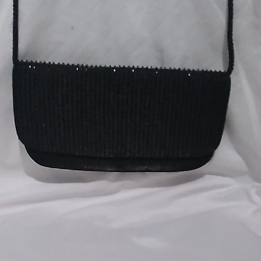La Regale Black Beaded Bag with Structured Design